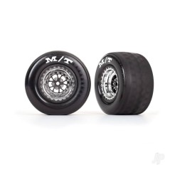 Traxxas Tyres & wheels, assembled, glued (Weld chrome with black wheels, tyres, foam inserts) (rear) (2)