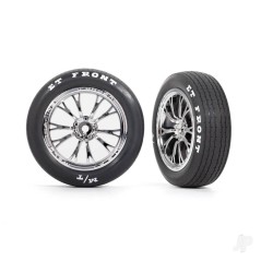 Traxxas Tyres & wheels, assembled, glued (Weld chrome wheels, tyres, foam inserts) (front) (2)
