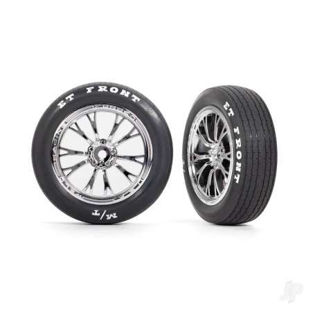 Traxxas Tyres & wheels, assembled, glued (Weld chrome wheels, tyres, foam inserts) (front) (2)
