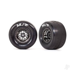 Traxxas Tyres & wheels, assembled, glued (Weld black chrome wheels, tyres, foam inserts) (rear) (2)