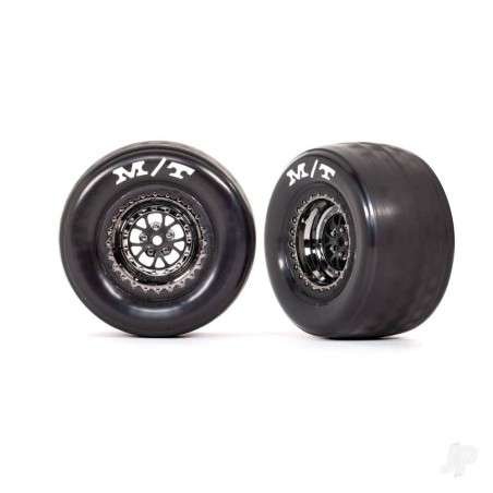 Traxxas Tyres & wheels, assembled, glued (Weld black chrome wheels, tyres, foam inserts) (rear) (2)