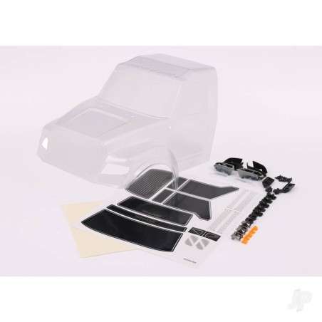 Traxxas Body, TRX-6 Ultimate RC Hauler (clear, requires painting) (includes headlights, roof lights, side mirrors, & decals)