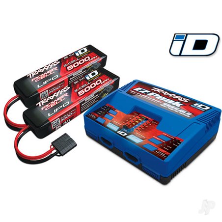 Traxxas iD Completer Pack with 1x EZ-Peak Dual Charger & 2x LiPo 3S 5000mAh Battery