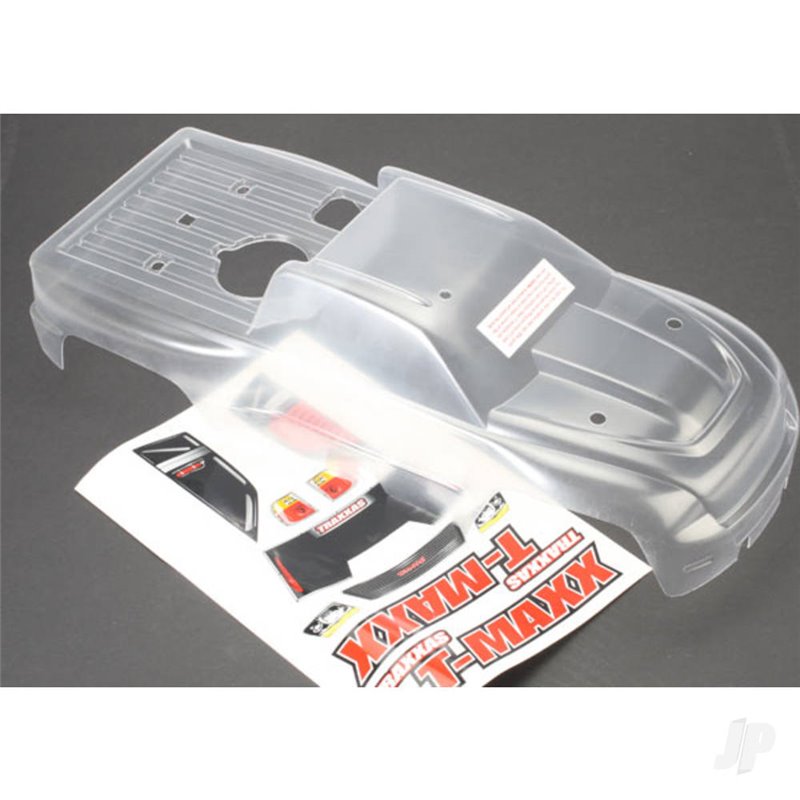 Traxxas Body, T-Maxx (Long wheelbase) (clear, requires painting) / window, lights decal sheet
