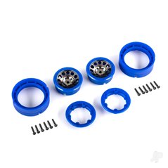 Traxxas Wheels, 1.0', Method Race Wheels 105 Beadlock (satin black chrome with blue beadlock) (2)