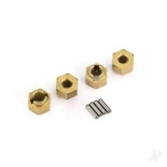 Traxxas Wheel hubs, 7mm hex (brass) (4)/ axle pins (8)
