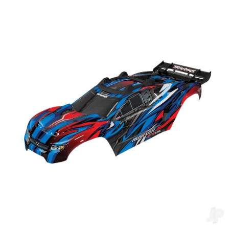 Traxxas Body, Rustler 4X4 VXL, blue/ window, grille, lights decal sheet (assembled with front & rear body mounts and rear body s