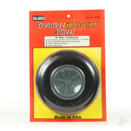 Dubro 6in diameter Treadeded Lightweight Wheel (1 per card)