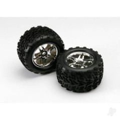 Traxxas Chrome Split-Spoke Tyres and Wheels (Pair)