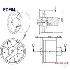 GWS EDF64 Ducted Fan Unit (6-Blade/150 Motor)