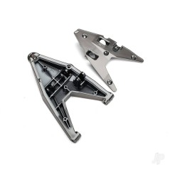 Traxxas Suspension arm, lower left / arm insert (satin black chrome-plated) (assembled with hollow ball)
