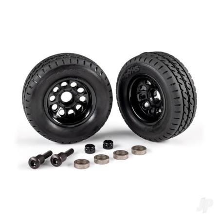 Traxxas Trailer wheels (2)/ Tyres (2)/ mounting hardware