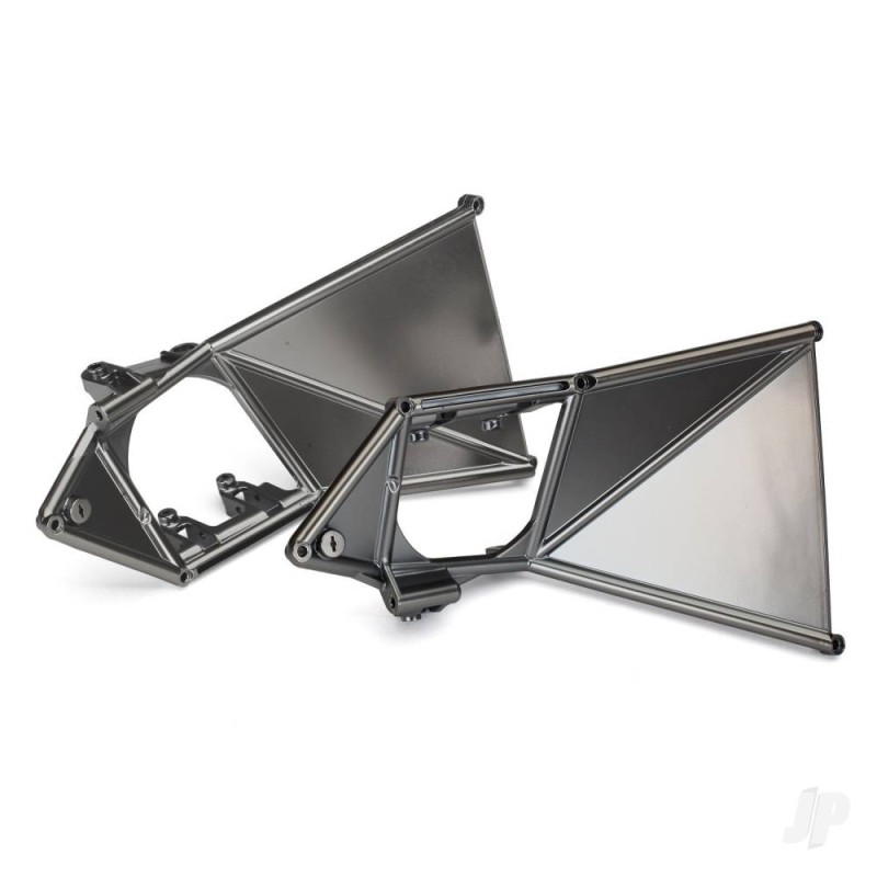 Traxxas Mounts, suspension arm, upper (Front) (left & right) (satin black chrome-plated)