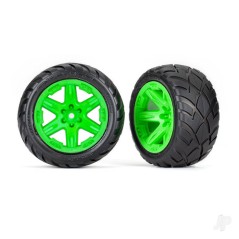 Traxxas Tyres & wheels, assembled, glued (2.8') (RXT green wheels, Anaconda tyres, foam inserts) (4WD electric front/rear, 2WD e