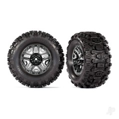Traxxas Tyres and Wheels, Assembled, Glued (Black Chrome 2.8in Wheels, Sledgehammer Tyres, Foam Inserts) (2 pcs) (TSM Rated)