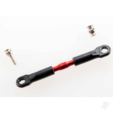 Traxxas Turnbuckle, aluminium (Red-anodised), camber link, Front, 39mm (1pc) (assembled with rod ends) / hollow balls (2 pcs) (S