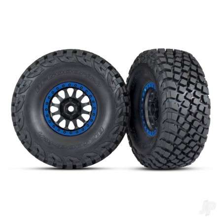 Traxxas Tyres and wheels, assembled, glued (Method Racing wheels, black with blue beadlock, BFGoodrich Baja KR3 tyres) (2)