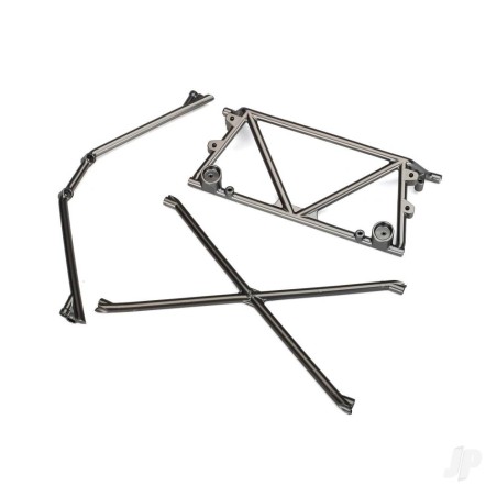 Traxxas Tube Chassis, Center support / cage top / Rear cage support (satin black chrome-plated)