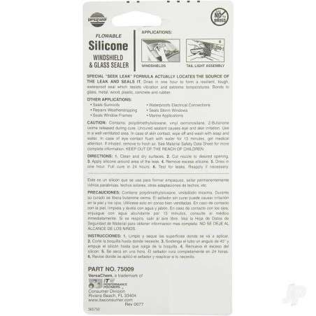VersaChem 1.5oz Windshield & Glass Sealer Flowable Silicone (Tube, Carded)