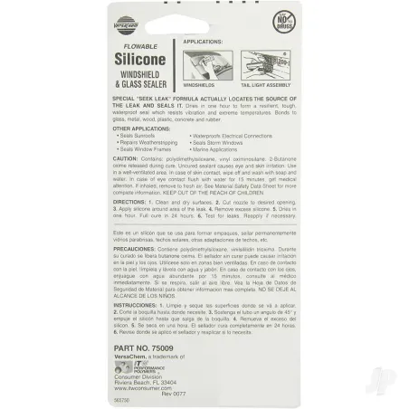 VersaChem 1.5oz Windshield & Glass Sealer Flowable Silicone (Tube, Carded)