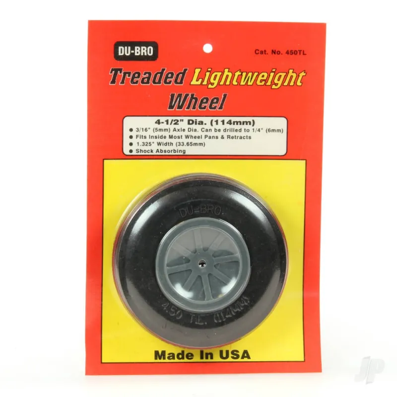 Dubro 4-1/2in diameter Treaded Light Wheel (1 per card)
