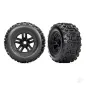 Traxxas Tyres and wheels, assembled, glued (3.8in black wheels, Sledgehammer Tyres, foam inserts) (2)