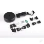 Traxxas Grille/ mirrors, side (left & right)/ spare Tyre cover/ light retainers, body (front & rear, left & right)/ decal sheet 