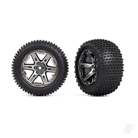 Traxxas Tyres & wheels, assembled, glued (2.8') (RXT black chrome wheels, Alias Tyres, foam inserts) (2WD electric rear) (2) (TS