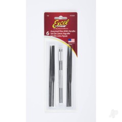 Excel Assorted File Set with Handle, Cut 2 with Square, Round, Halfround, Equaling, Knife and Flat (6 pcs) (Carded)