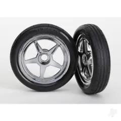 Traxxas Tyres and Wheels, Assembled Glued 5-Spoke (Front) (2 pcs)