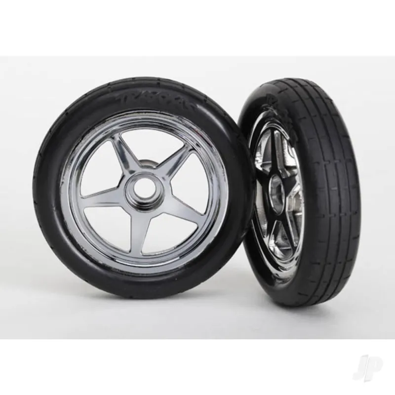 Traxxas Tyres and Wheels, Assembled Glued 5-Spoke (Front) (2 pcs)