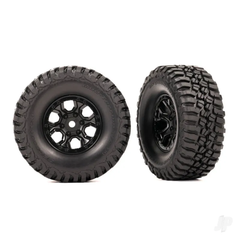 Traxxas Tyres & wheels, assembled (black 1.0in wheels, BFGoodrich Mud-Terrain T/A KM3 2.2x1.0in Tyres) (2)