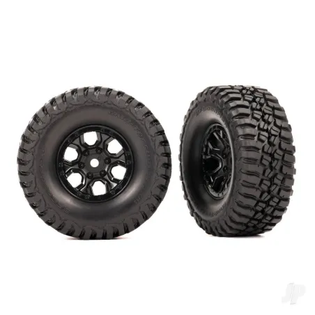 Traxxas Tyres & wheels, assembled (black 1.0in wheels, BFGoodrich Mud-Terrain T/A KM3 2.2x1.0in Tyres) (2)