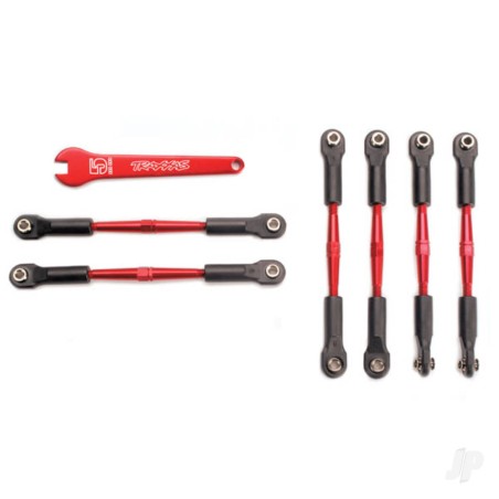 Traxxas Turnbuckles, aluminium (Red-anodised), camber links, 58mm (4 pcs) / Front toe links, 61mm (2 pcs) (assembled with rod en