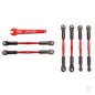Traxxas Turnbuckles, aluminium (Red-anodised), camber links, 58mm (4 pcs) / Front toe links, 61mm (2 pcs) (assembled with rod en
