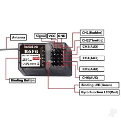 RadioLink R6FG 6-Channel Surface Receiver with Gyro Function