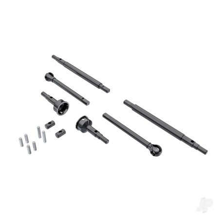 Traxxas Axle Shafts, front and rear (2)/ stub axles, front (2) (hardened steel)