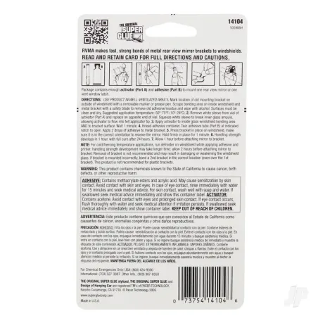 Super Glue Rear View Mirror Adhesive (0.03fl oz, 0.9 ml)