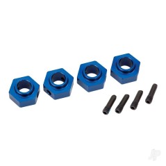 Traxxas Wheel Hubs, 12mm hex, 6061-T6 aluminium (Blue-anodised) (4 pcs) / screw pin (4 pcs)