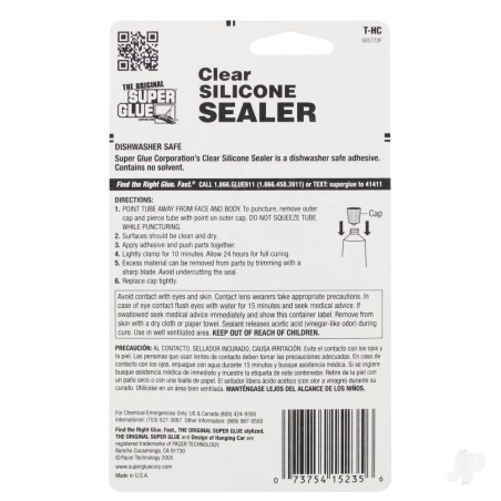 Super Glue Clear Silicone Sealer (1.5fl oz, 44.3ml)