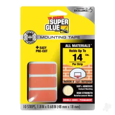 Super Glue Double-Sided Permanent Mounting Strips (10 strips, 48mmx18mm)