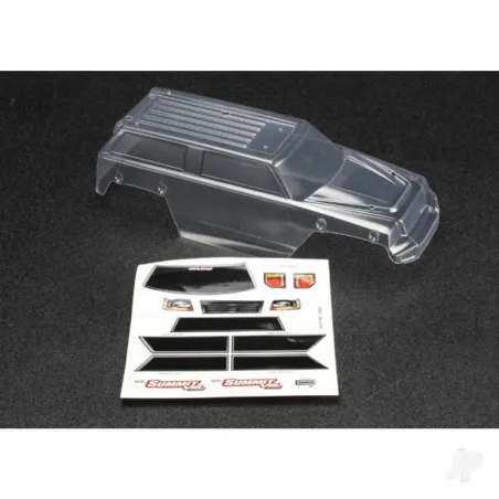 Traxxas Body, 1:16 Summit (clear, requires painting) / grille, lights decal sheet