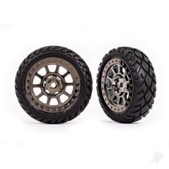 Traxxas Tyres & wheels, assembled (2.2' black chrome wheels, Anaconda 2.2' Tyres with foam inserts) (2) (Bandit front)