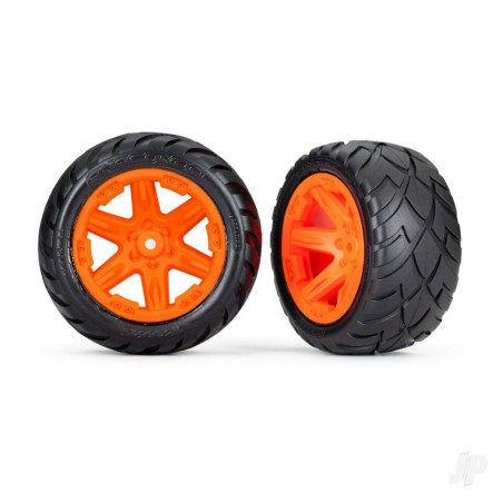 Traxxas Tyres & wheels, assembled, glued (2.8') (RXT orange wheels, Anaconda tyres, foam inserts) (2WD electric rear) (2) (TSM r