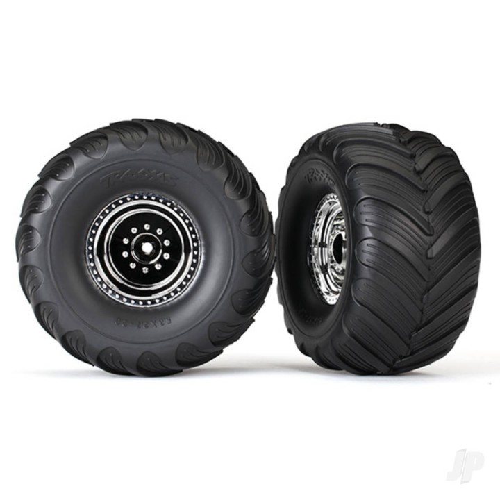 Traxxas Tyres and Wheels, Assembled Glued Terra Groove Dual Profile (Nitro Rear / Electric Front) (2 pcs)