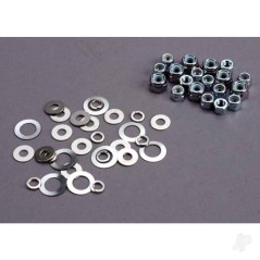 Traxxas Nut Set, lock nuts (3mm (11) and 4mm (7 pcs)) & washer Set