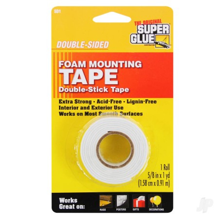 Super Glue Foam Mounting Tape, Double-Sided (5/8in x 36in)