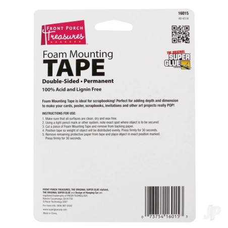 Super Glue Foam Mounting Tape, Double-Sided (.75in x 16ft)