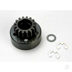 Traxxas Clutch bell (15-tooth) / 5x8x0.5mm fibre washer (2 pcs) / 5mm e-clip (requires 5x11x4mm ball bearings part 4611) (1.0 me