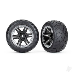 Traxxas Tyres & wheels, assembled, glued (2.8') (RXT black & chrome wheels, Anaconda tyres, foam inserts) (4WD electric front/re
